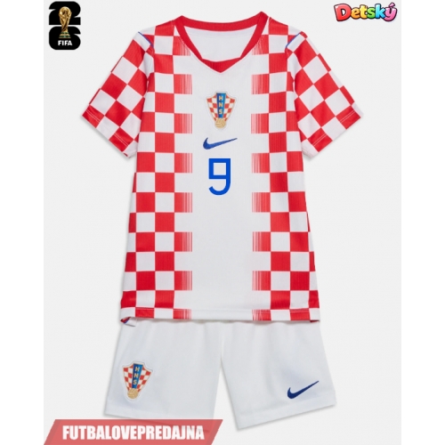 Lacne Dětský Futbalové dres Chorvátsko Andrej Kramaric #9 MS 2026 Krátky Rukáv - Domáci (+ trenírky)